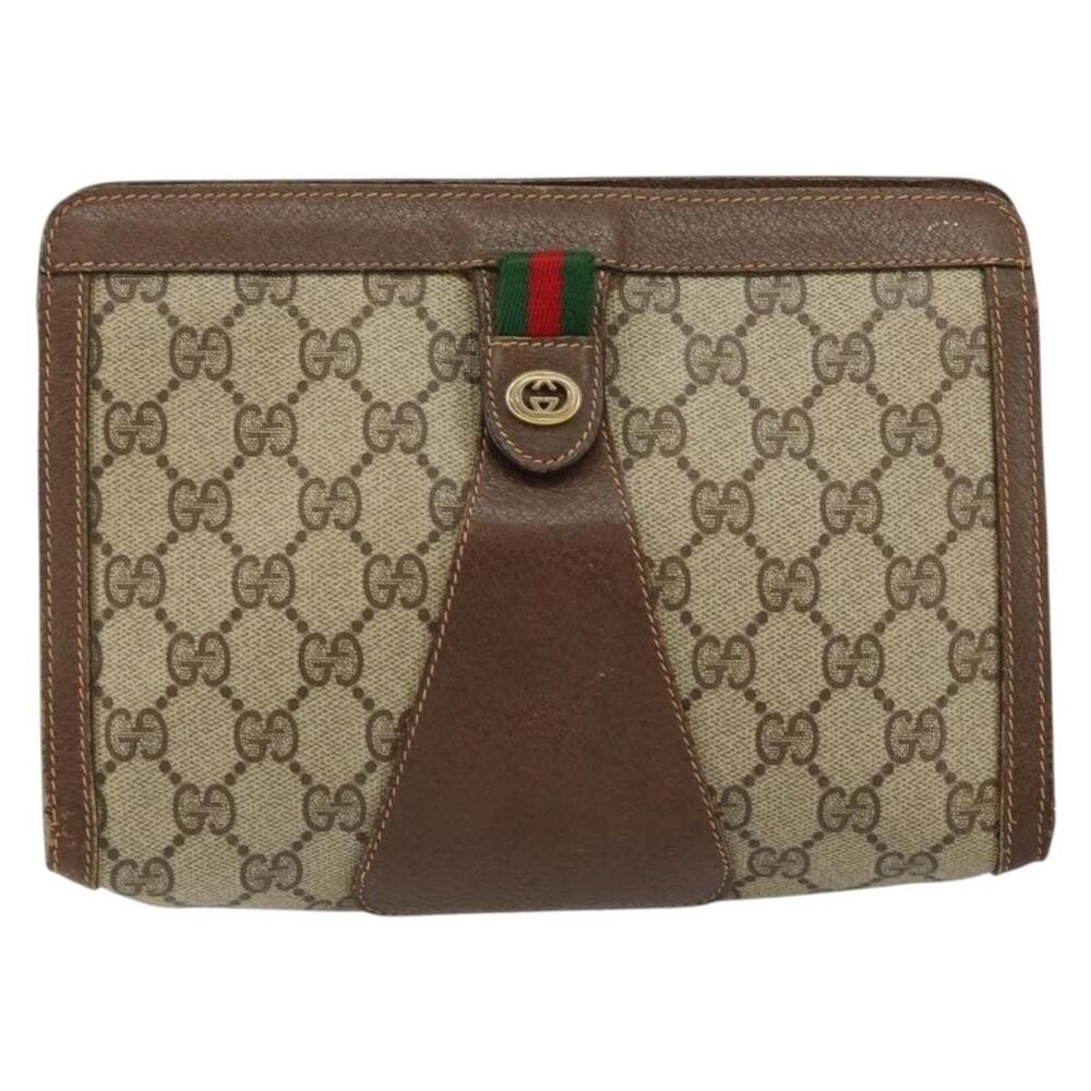 Gucci GG Supreme Web Clutch Bag Beige